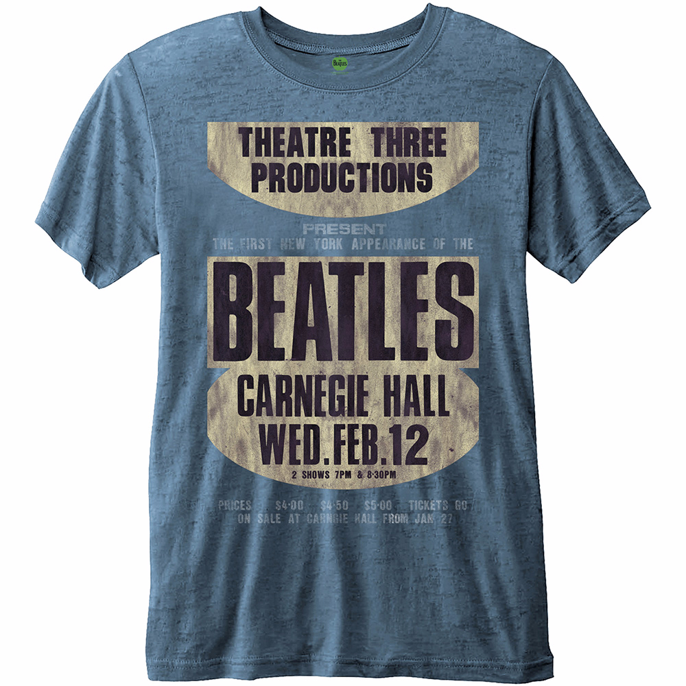 The Beatles Carnegie Hall Denim Burnout T-Shirt by RockOff Trade