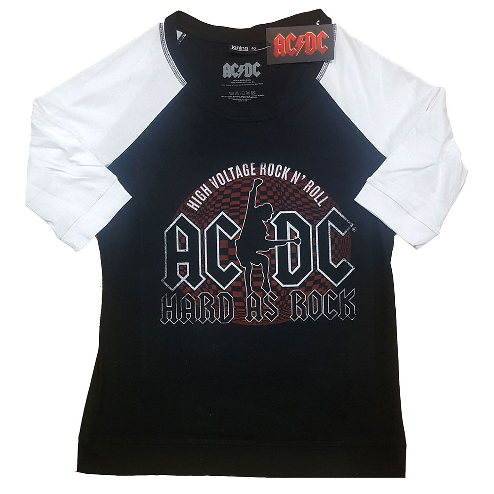 AC/DC Ladies Raglan T-Shirt: Hard As Rock by AC/DC