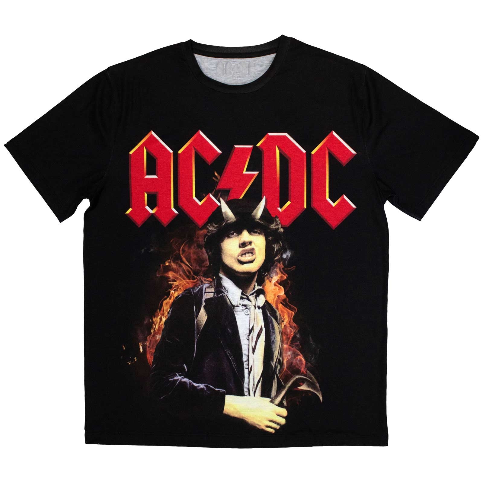 AC/DC Unisex Sublimation T-Shirt: Angus Highway To Hell (Black) by AC/DC