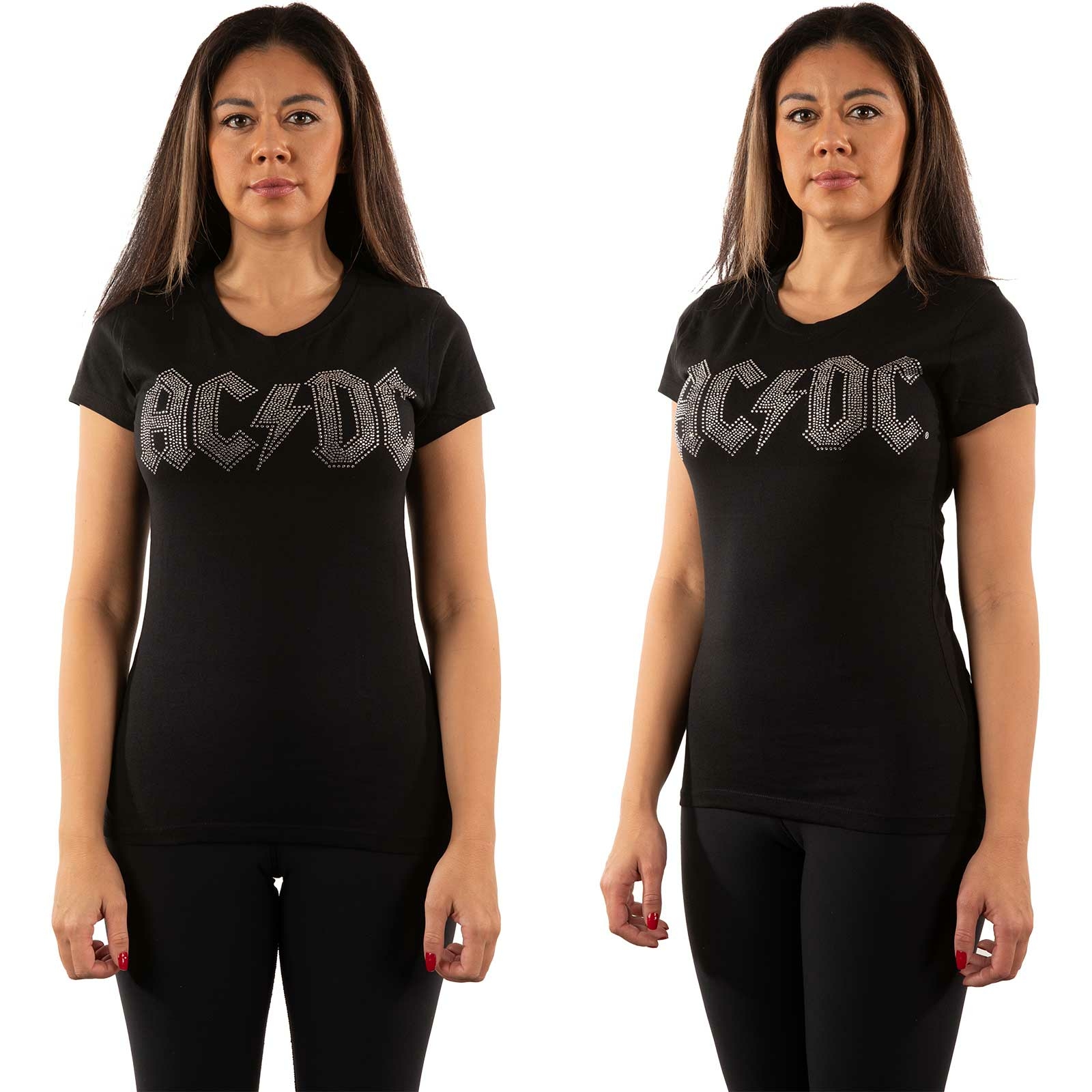 AC/DC Ladies Embellished T-Shirt: Logo by AC/DC
