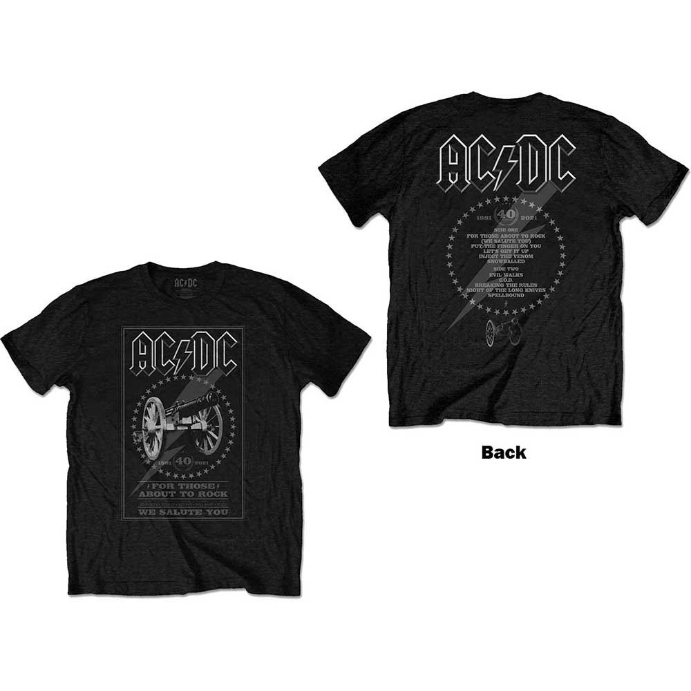 AC/DC Unisex T-Shirt: FTATR 40th Monochrome (Back Print) by AC/DC