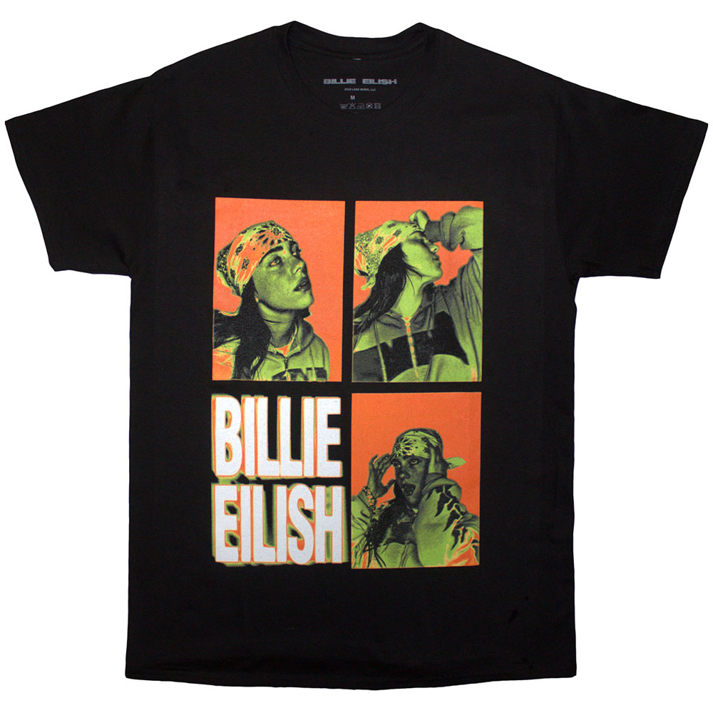 Billie Eilish Unisex T-Shirt: 3 Photo Logo (Black) by Billie Eilish