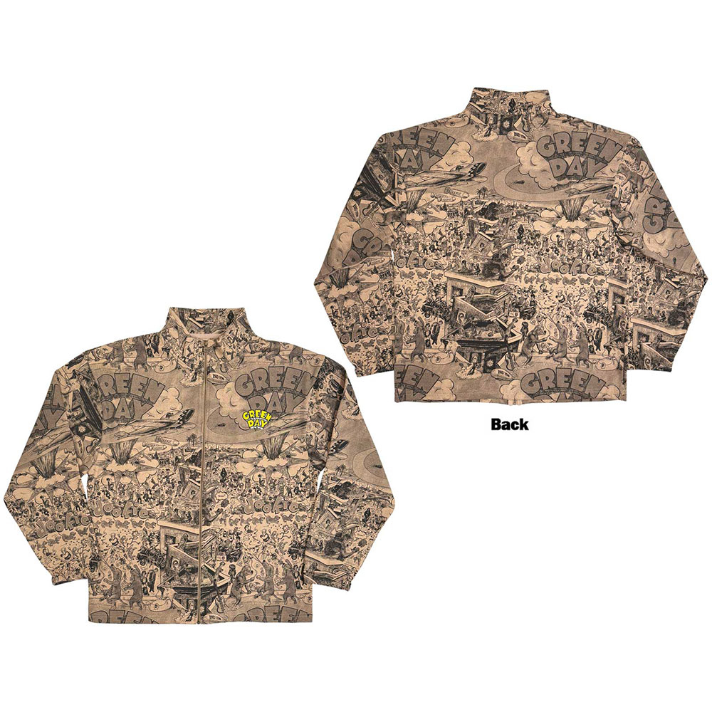 Green Day Unisex Zip Jacket: Dookie All Over Print (Brown) (Back