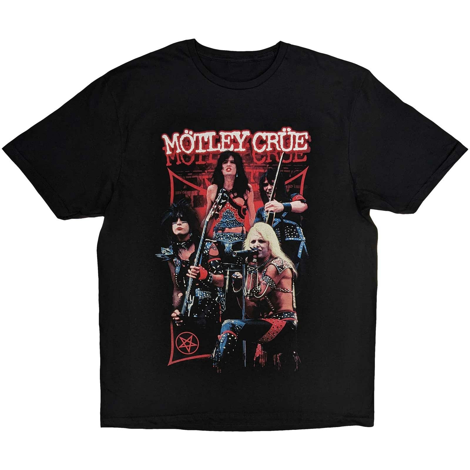 Motley Crue Unisex T-Shirt: Live Montage Red by Motley Crue