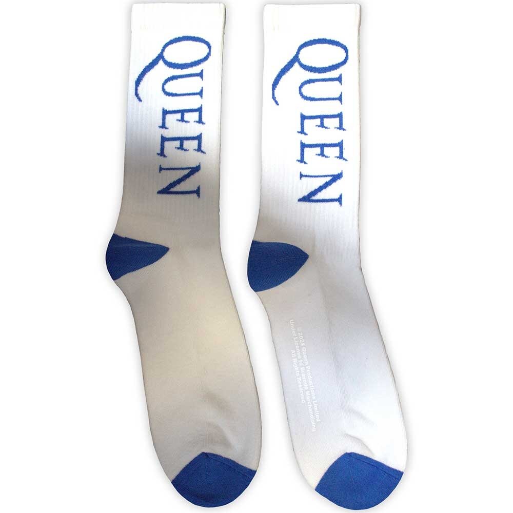 Queen Unisex Terry Socks: Blue Logo (White) (UK Size 7 - 11) by Queen ...