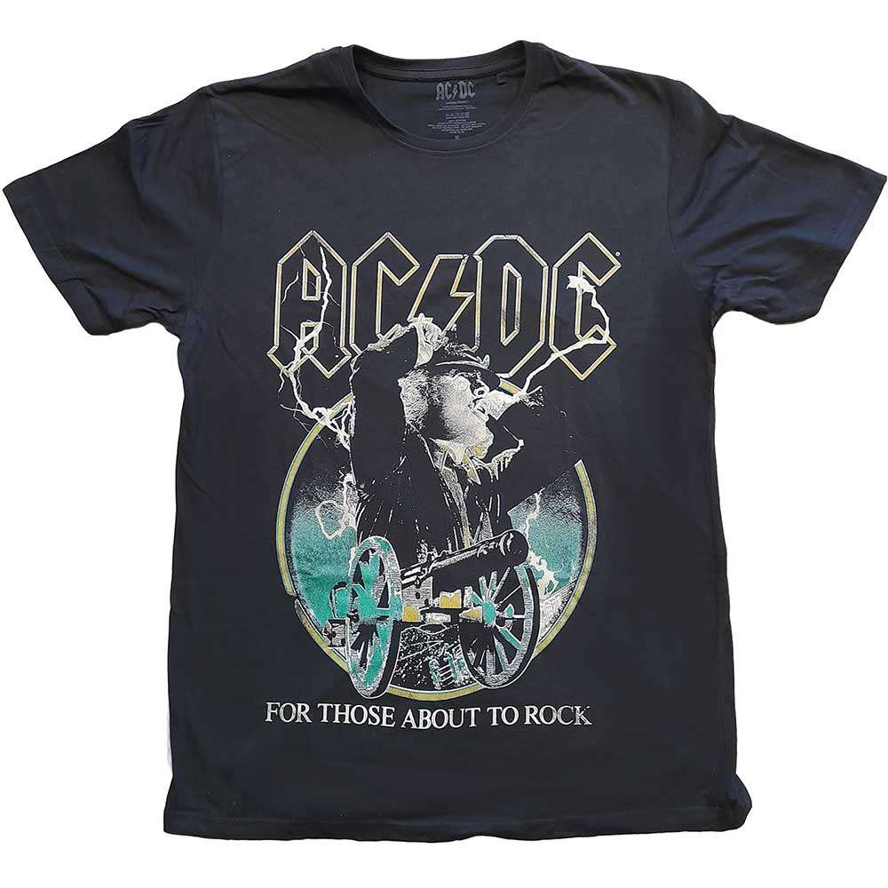 AC/DC Unisex T-Shirt: For Those About To Rock Yellow Outlines by AC/DC