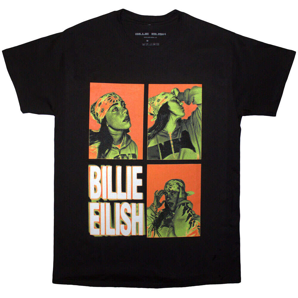 Billie Eilish Unisex T-Shirt: 3 Photo Logo (Black) by Billie Eilish