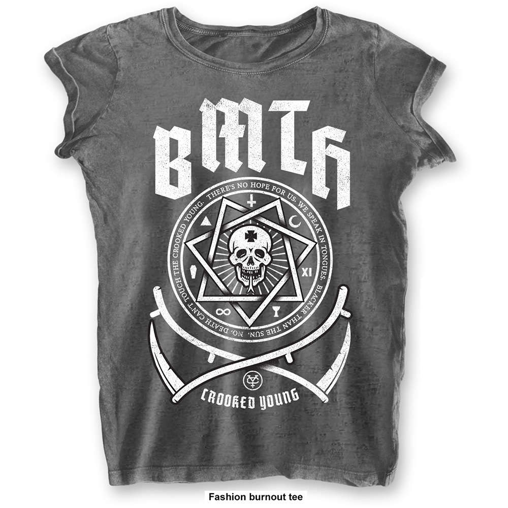 Bring Me The Horizon Ladies Burn Out T-Shirt: Crooked Young by
