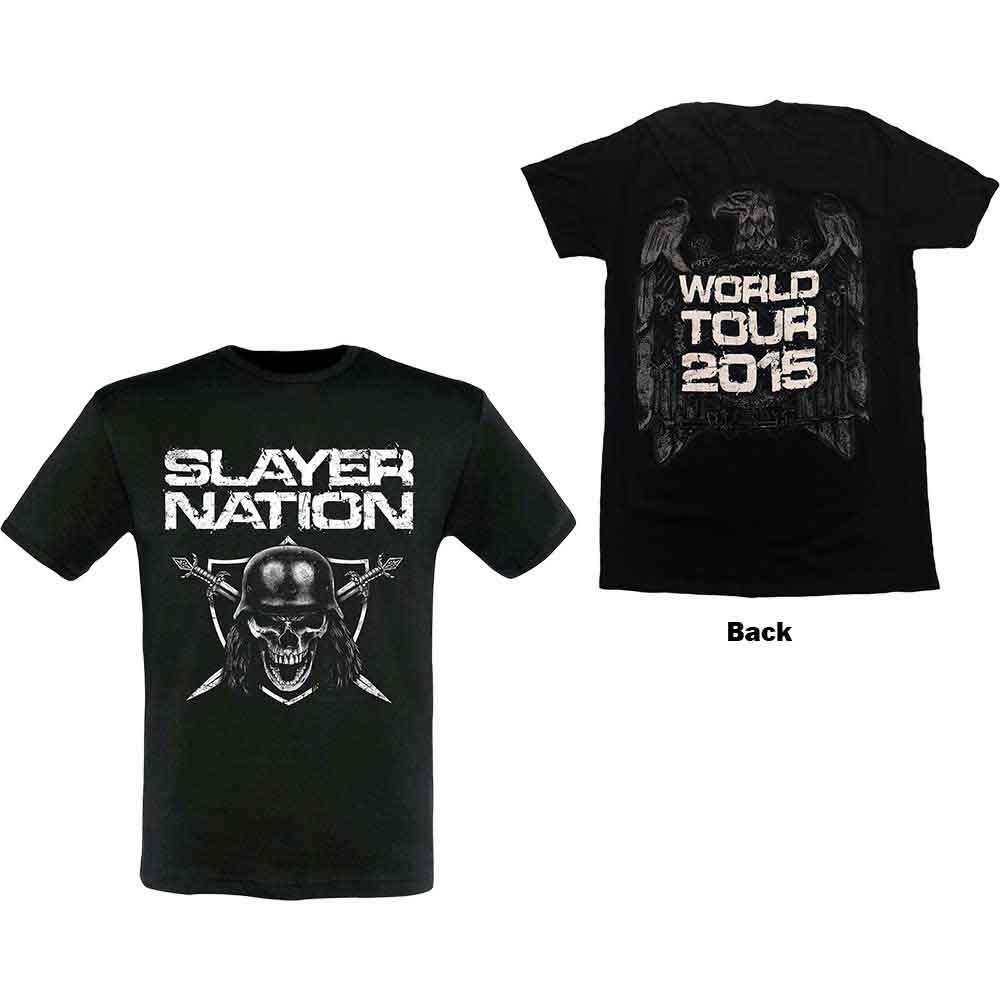 Slayer Unisex T-Shirt: Slayer Nation 2015 Dates (Back Print/Ex