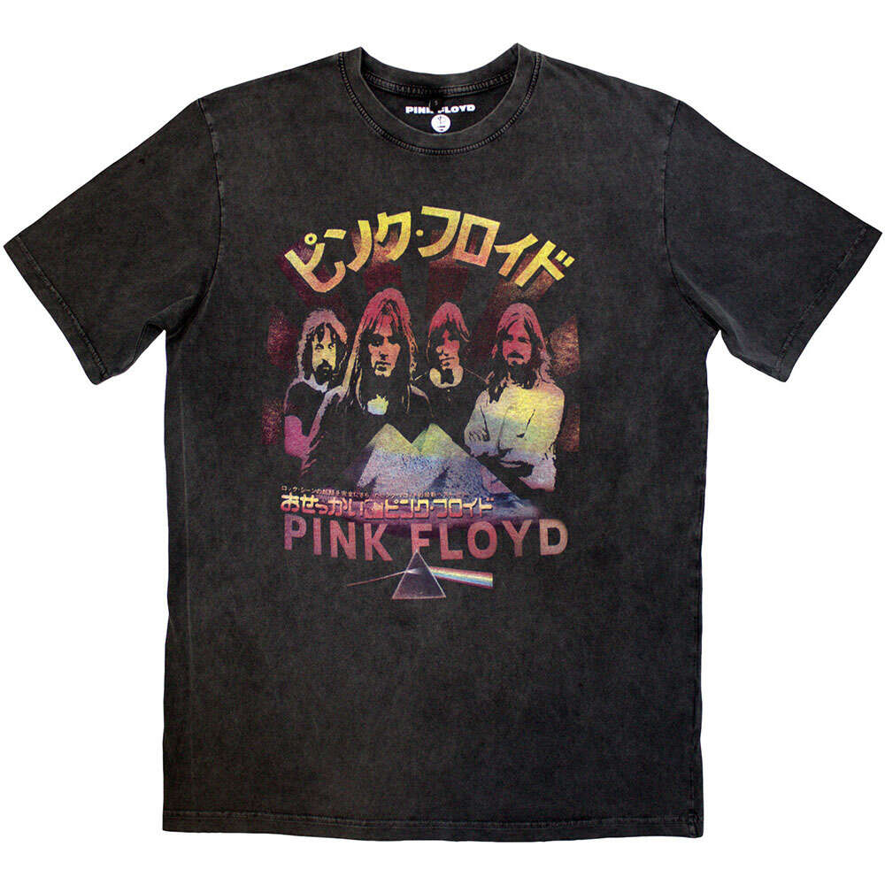 Pink Floyd Unisex Stone Wash T-Shirt: Japan Poster (Charcoal Grey