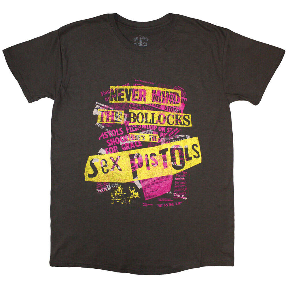 The Sex Pistols Unisex T-Shirt: NMTB Text Overlay (Charcoal Grey