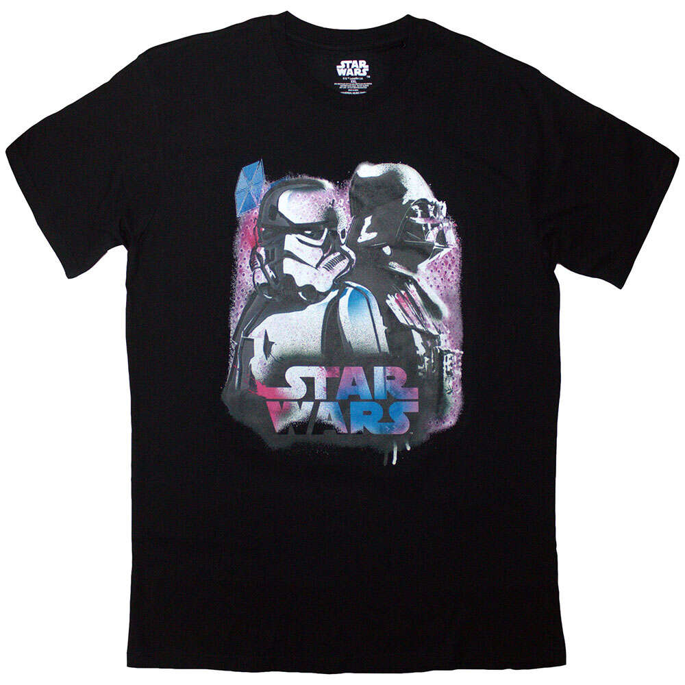 Star Wars Unisex T-Shirt: Vader & Trooper Neon (Black) by Star Wars