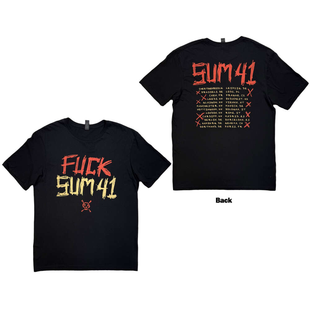 Sum 41 Unisex T-Shirt: Tour '24 Pt.2 Fuck Sum 41 (Black) (Back Print ...