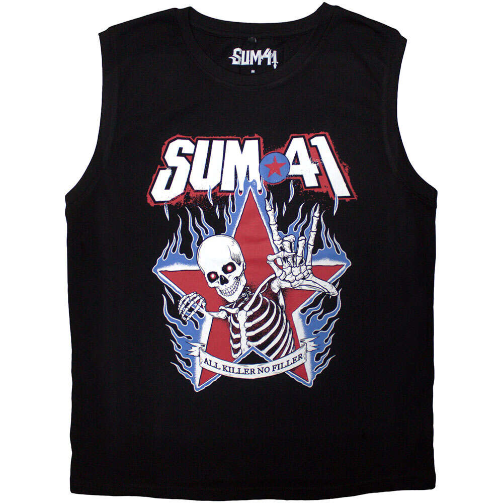 Sum 41 Unisex Tank T-Shirt: All Killer No Filler Skeleton (Black