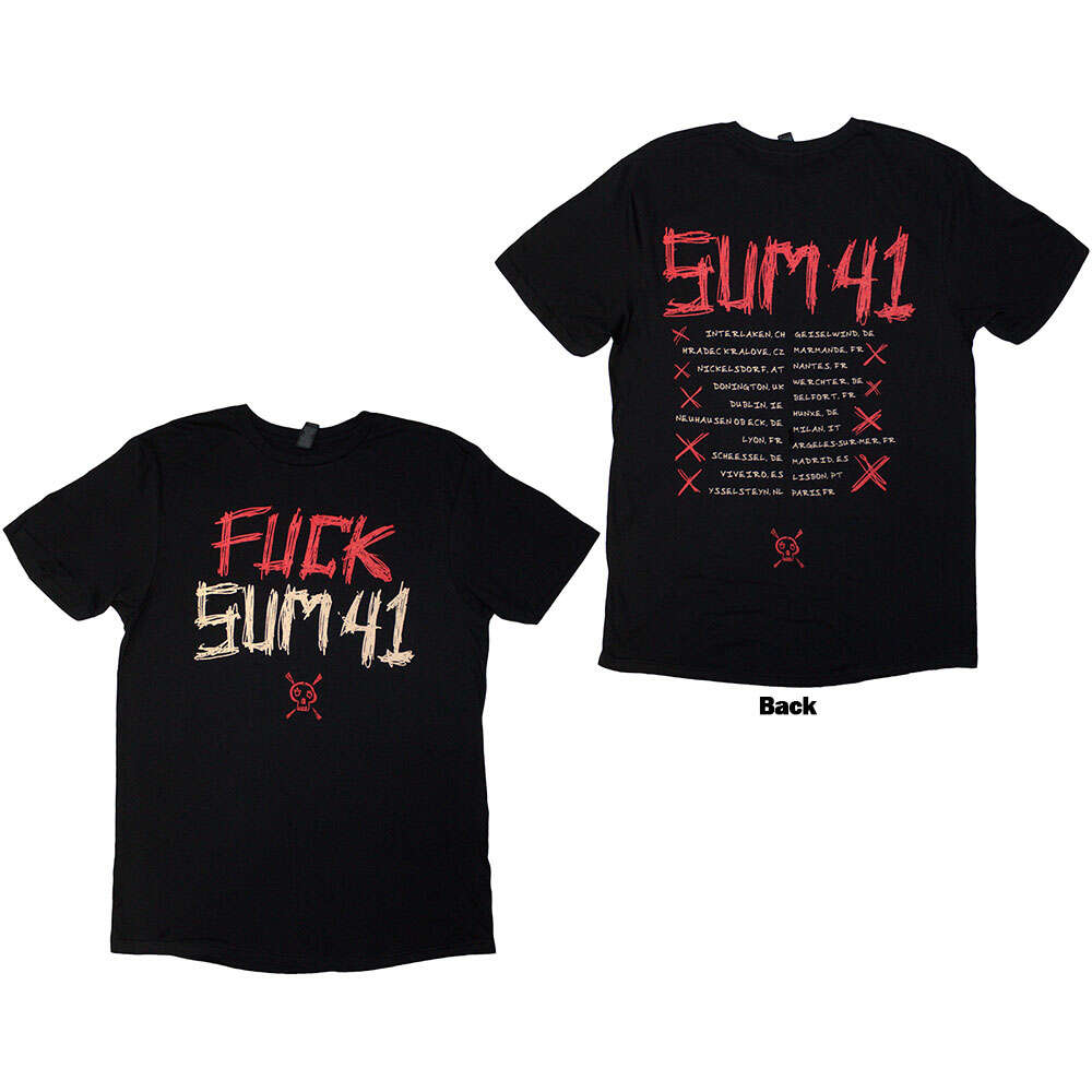 Sum 41 Unisex T-Shirt: Tour '24 Fuck Sum 41 (Black) (Back Print & Ex ...