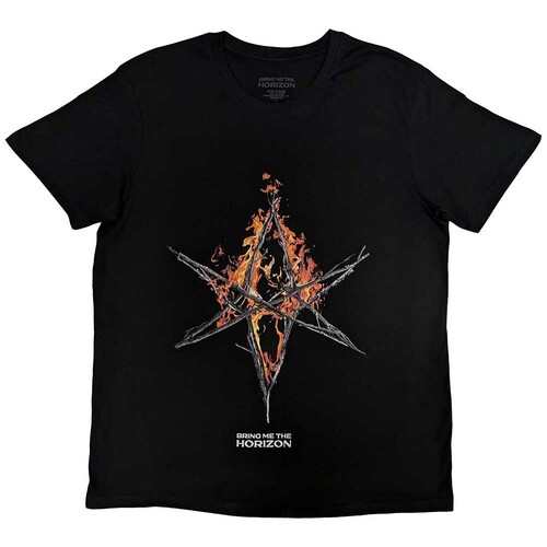 Bring Me The Horizon Unisex T-Shirt: Flame Hex & Text Logo by
