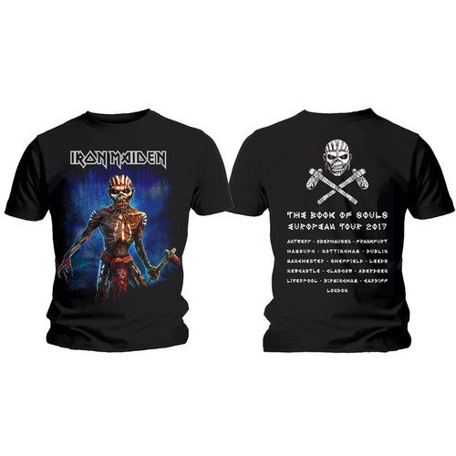 Iron Maiden Unisex T-Shirt: Axe Eddie Book of Souls European Tour