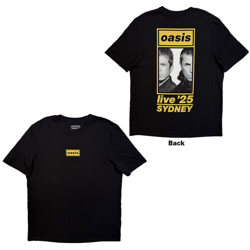 Oasis Unisex T-Shirt: Definitely Maybe Photo Stencil (Navy Blue