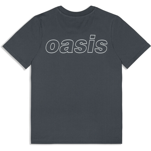 Oasis Unisex T-Shirt: Definitely Maybe Photo Stencil (Navy Blue